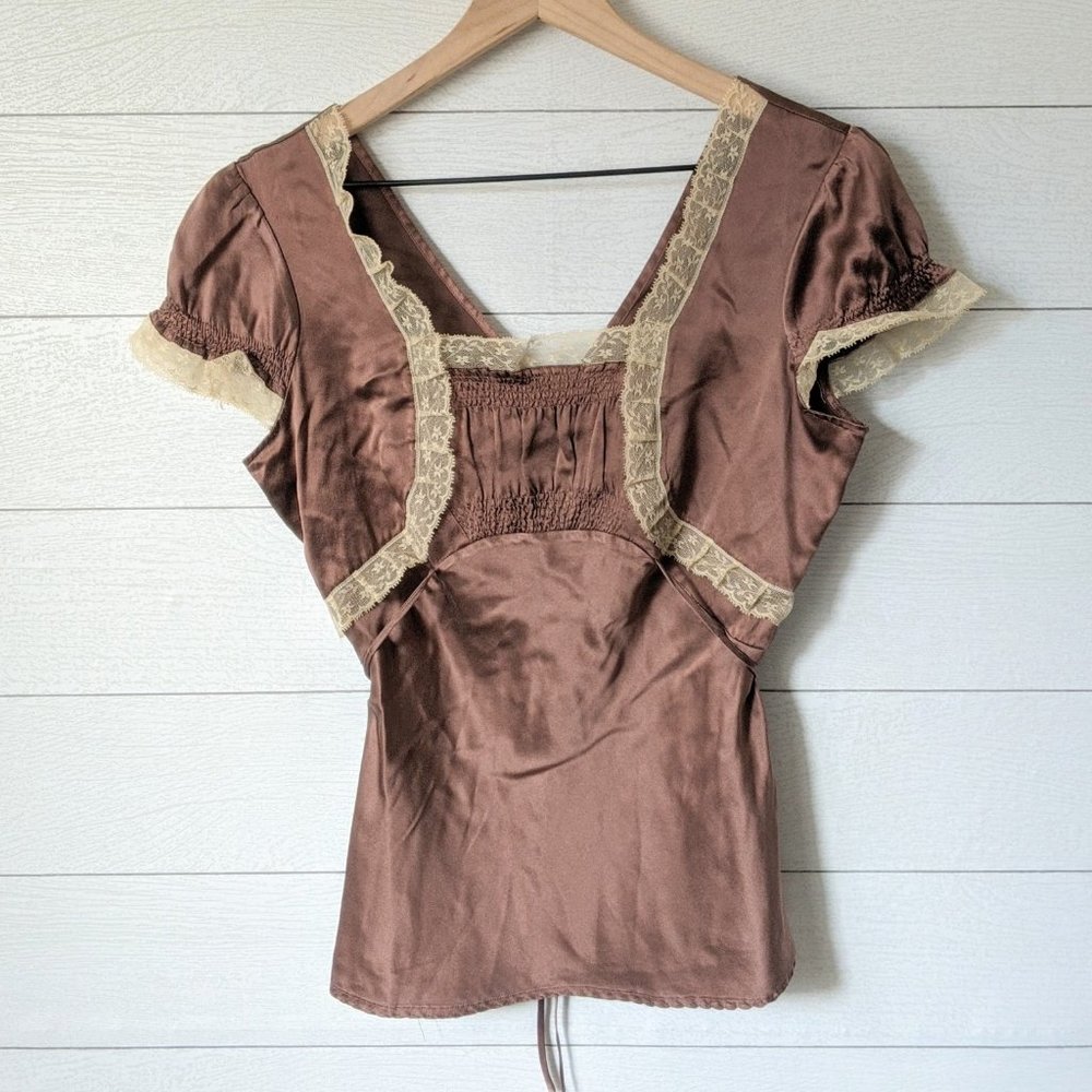 Free People Mauve Silk Tie Back Top 2